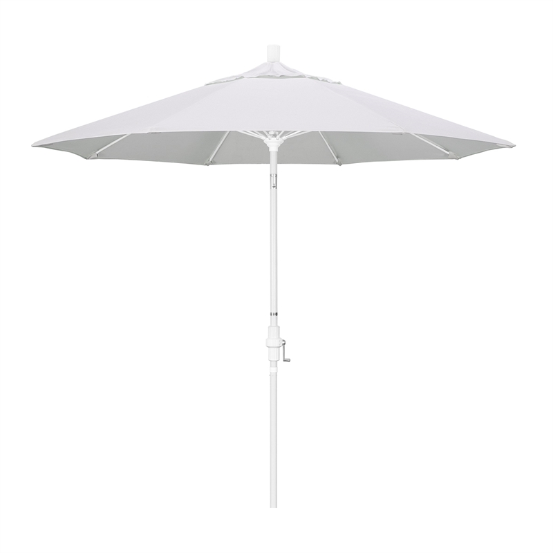 Pemberly Row Skye 9' White Patio Umbrella in Pacifica Natural