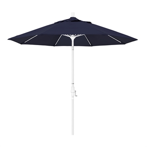 Pemberly Row Skye 9' White Patio Umbrella in Pacifica Navy Blue