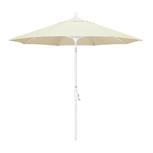 Pemberly Row Skye 9' White Patio Umbrella in Pacifica Canvas