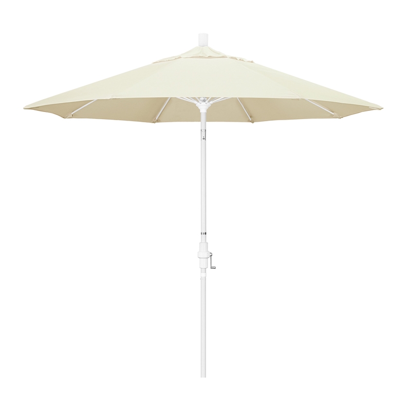 Pemberly Row Skye 9' White Patio Umbrella in Pacifica Canvas