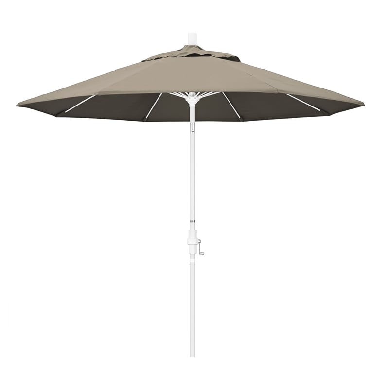 Pemberly Row Skye 9' White Patio Umbrella in Pacifica Taupe