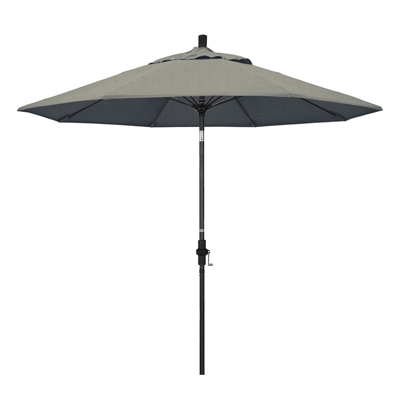 Pemberly Row Skye 9' Black Patio Umbrella in Sunbrella 1A Spectrum Dove