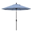 Pemberly Row Skye 9' Black Patio Umbrella in Sunbrella 1A Air Blue