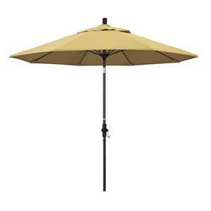pemberly row skye 9' black patio umbrella in sunbrella 1a wheat