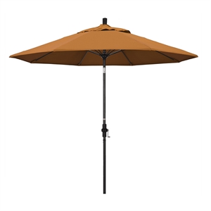 Pemberly Row Skye 9' Black Patio Umbrella in Sunbrella 2A Tuscan