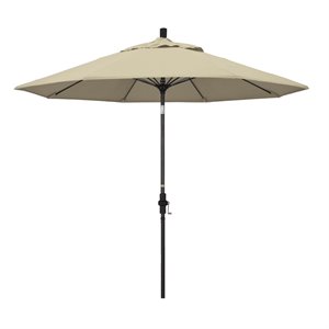 pemberly row skye 9' black patio umbrella in sunbrella 1a antique beige