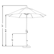 Pemberly Row Skye 9' Black Patio Umbrella in Sunbrella 1A Cocoa
