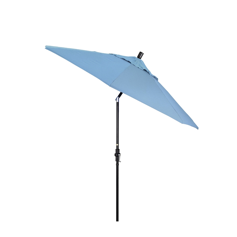 Pemberly Row Skye 9' Black Patio Umbrella in Sunbrella 1A Heather Beige