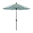Pemberly Row Skye 9' Black Patio Umbrella in Sunbrella 1A Seville Seaside