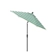 Pemberly Row Skye 9' Black Patio Umbrella in Sunbrella 1A Seville Seaside