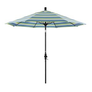 pemberly row skye 9' black patio umbrella in sunbrella 1a seville seaside