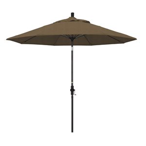 pemberly row skye 9' black patio umbrella in sunbrella 2a linen sesame