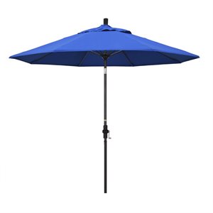 pemberly row skye 9' black patio umbrella in olefin royal blue