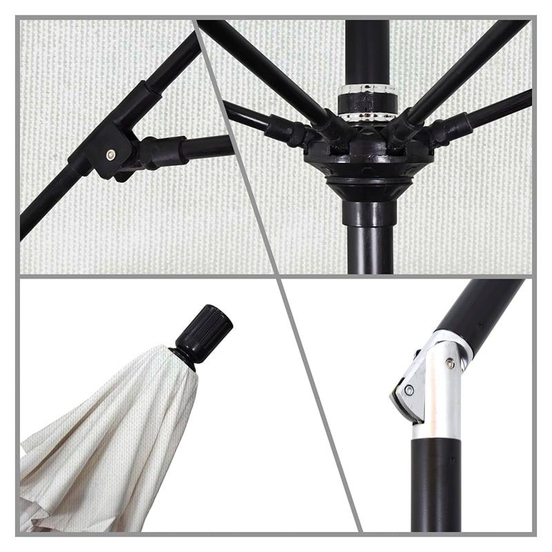 Pemberly Row Skye 9' Black Patio Umbrella in Olefin White