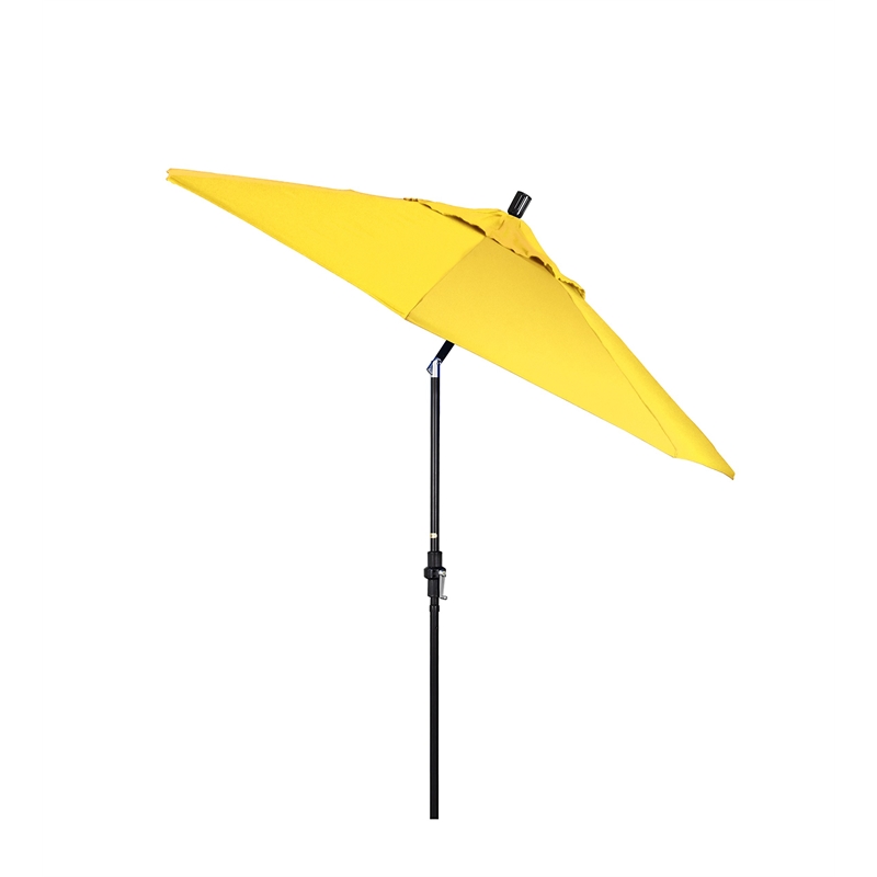 Pemberly Row Skye 9' Black Patio Umbrella in Olefin Lemon