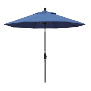 pemberly row skye 9' black patio umbrella in olefin forest blue
