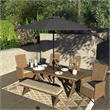 Pemberly Row Skye 9' Black Patio Umbrella in Olefin Straw