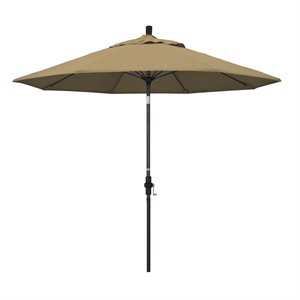 pemberly row skye 9' black patio umbrella in olefin straw