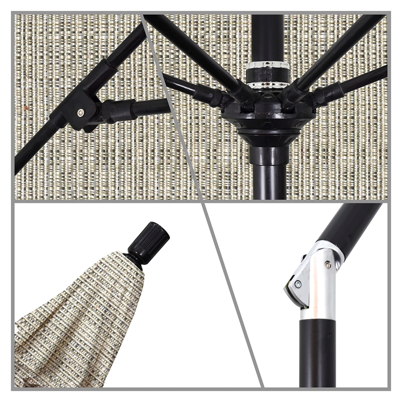 Pemberly Row Skye 9' Black Patio Umbrella in Olefin Woven Granite