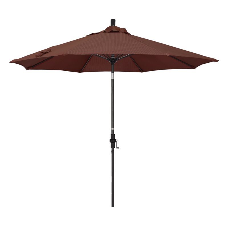 Pemberly Row Skye 9' Black Patio Umbrella in Olefin Terrace Adobe