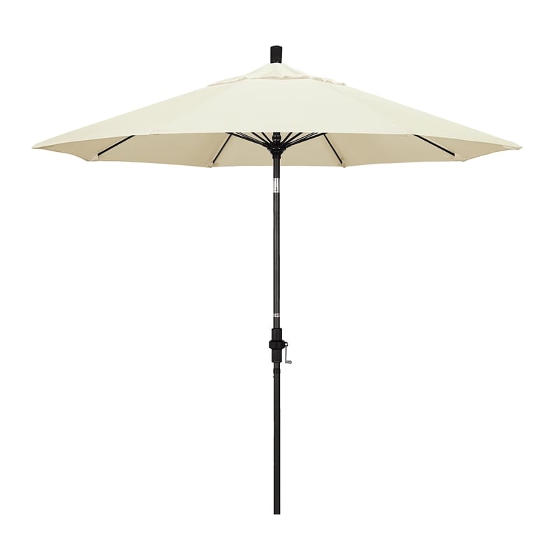 Pemberly Row Skye 9' Black Patio Umbrella in Pacifica Canvas