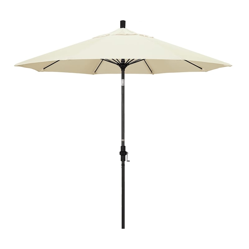 Pemberly Row Skye 9' Black Patio Umbrella in Pacifica Canvas