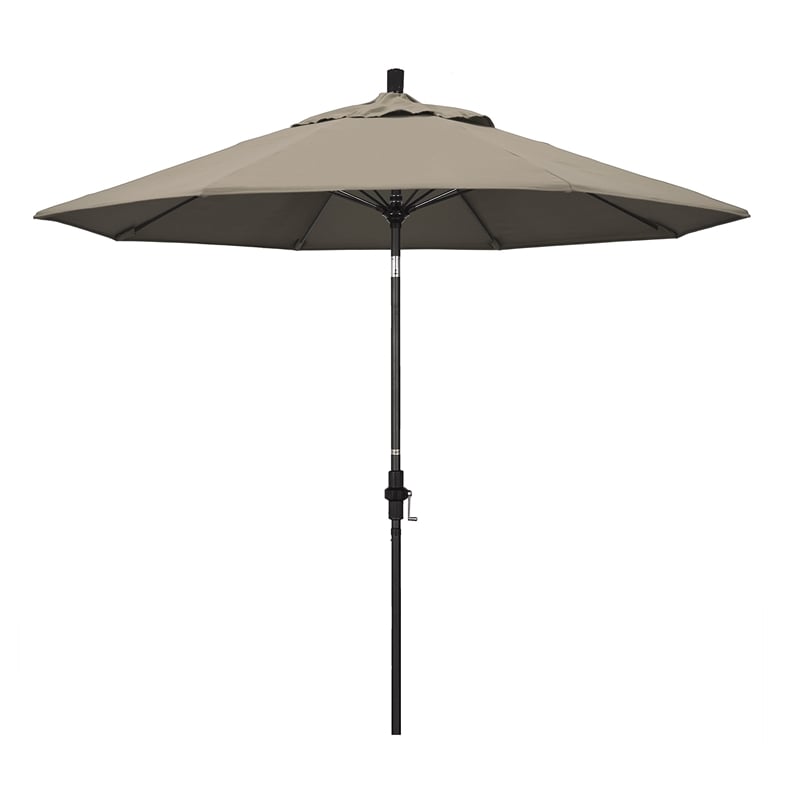 Pemberly Row Skye 9' Black Patio Umbrella in Pacifica Taupe
