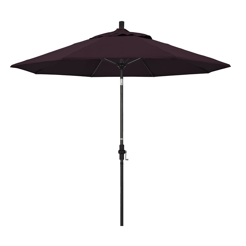 Pemberly Row Skye 9' Black Patio Umbrella in Pacifica Purple