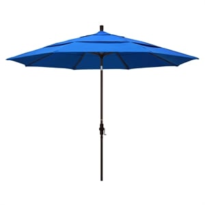 Pemberly Row 11' Bronze Patio Umbrella in Olefin Royal Blue