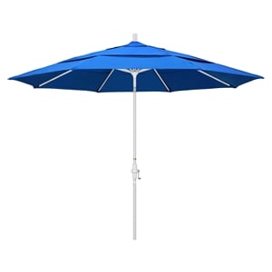 Pemberly Row 11' White Patio Umbrella in Olefin Royal Blue