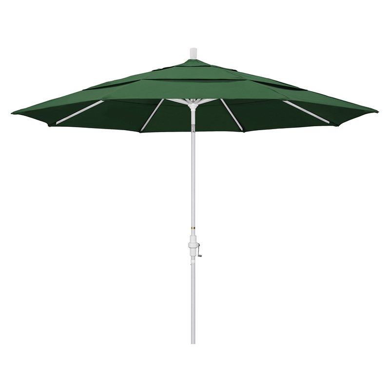 Pemberly Row 11' White Patio Umbrella in Olefin Hunter Green