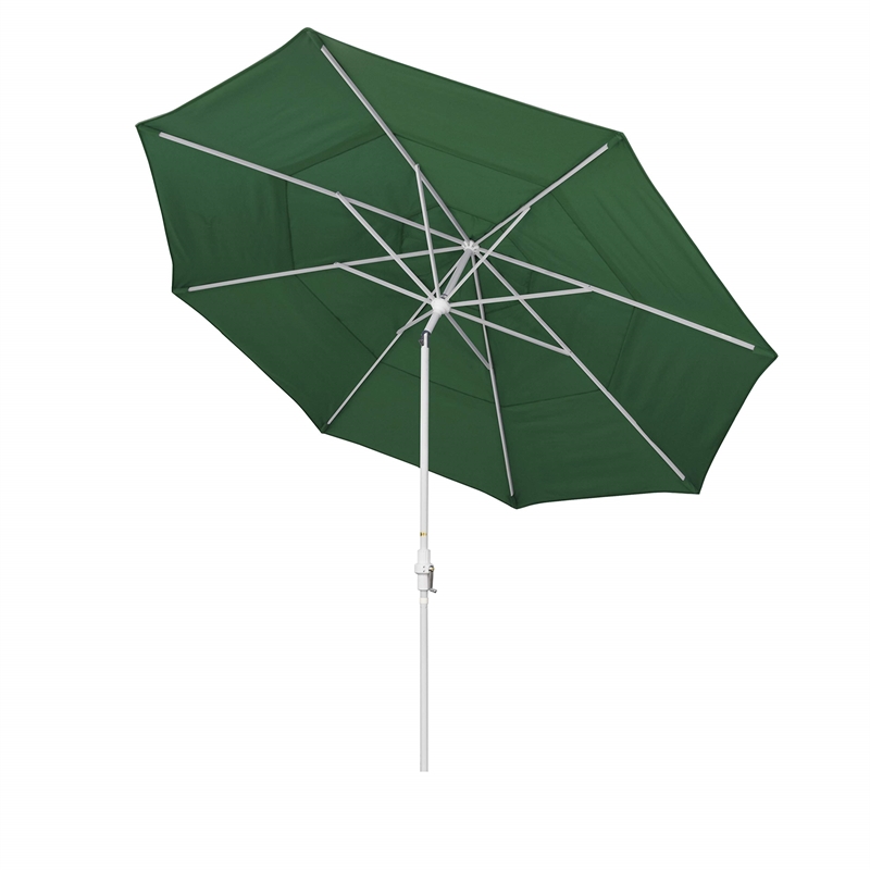 Pemberly Row 11' White Patio Umbrella in Olefin Hunter Green