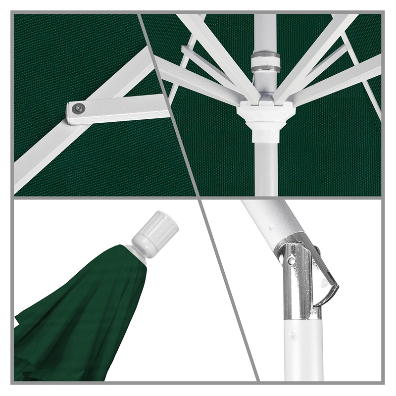 Pemberly Row 11' White Patio Umbrella in Olefin Hunter Green