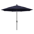 Pemberly Row Gwen 11' Black Patio Umbrella in Olefin Navy Blue
