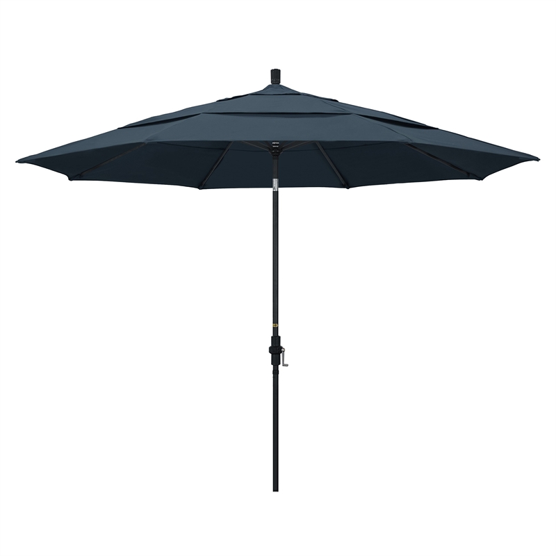 Pemberly Row 11' Black Patio Umbrella in Pacifica Sapphire