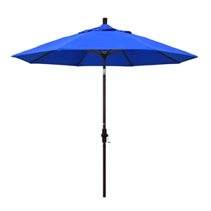 Pemberly Row 9' Bronze Patio Umbrella in Sun-brella 1A Pacific Blue