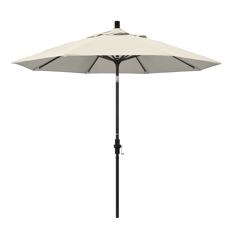 Pemberly Row 9' Bronze Patio Umbrella in Olefin Antique Beige
