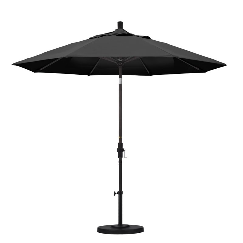 Pemberly Row 9' Bronze Patio Umbrella in Olefin Black