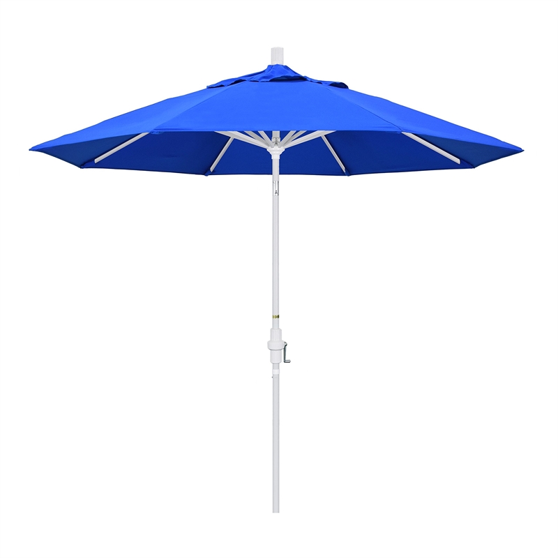 Pemberly Row 9' White Patio Umbrella in Sun-brella 1A Pacific Blue