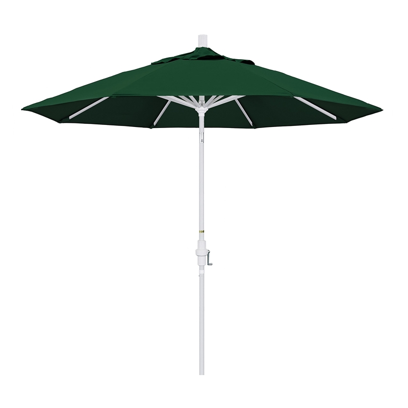 Pemberly Row 9' White Patio Umbrella in Sun-brella 1A Forest Green