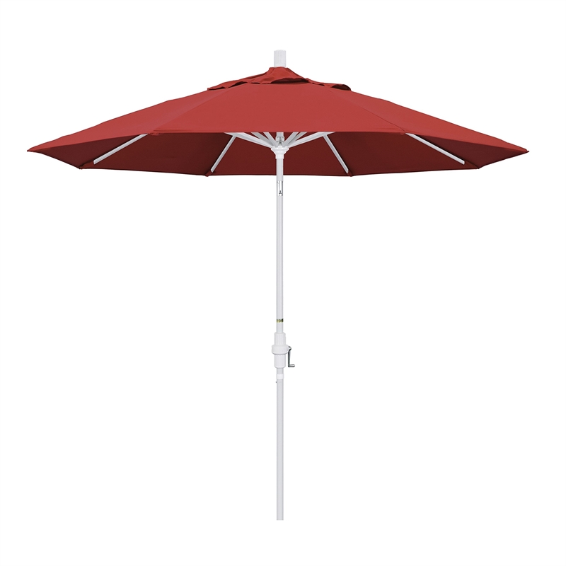 Pemberly Row 9' White Patio Umbrella in Olefin Red