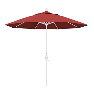 Pemberly Row 9' White Patio Umbrella in Olefin Red