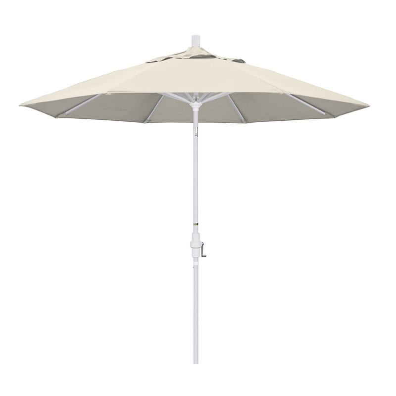 Pemberly Row 9' White Patio Umbrella in Olefin Antique Beige