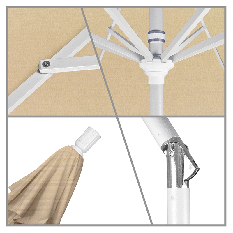 Pemberly Row 9' White Patio Umbrella in Pacifica Beige