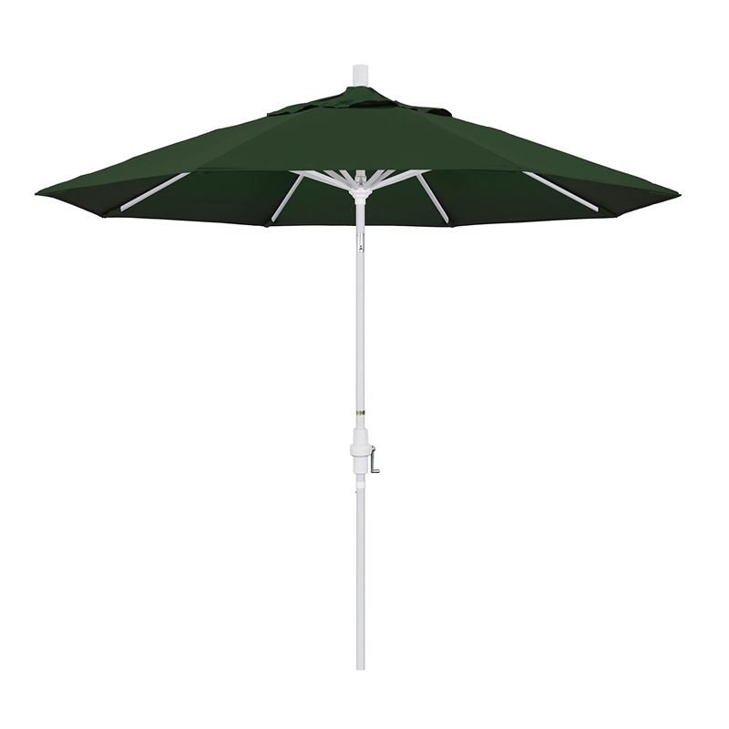 Pemberly Row 9' White Patio Umbrella in Pacifica Hunter Green