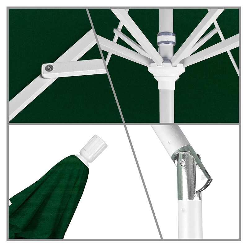 Pemberly Row 9' White Patio Umbrella in Pacifica Hunter Green