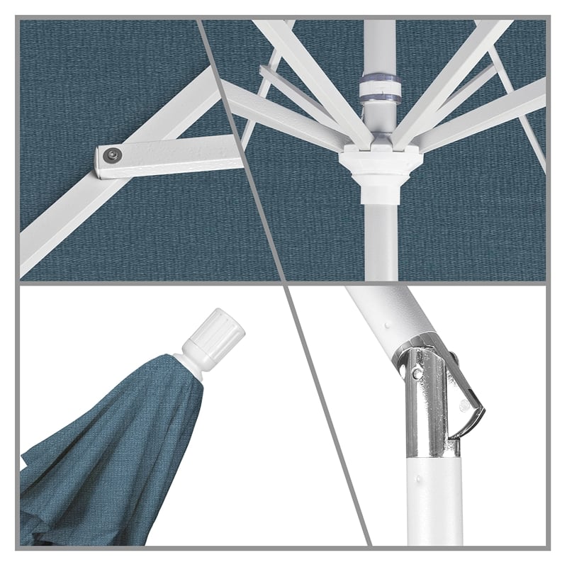 Pemberly Row 9' White Patio Umbrella in Pacifica Sapphire