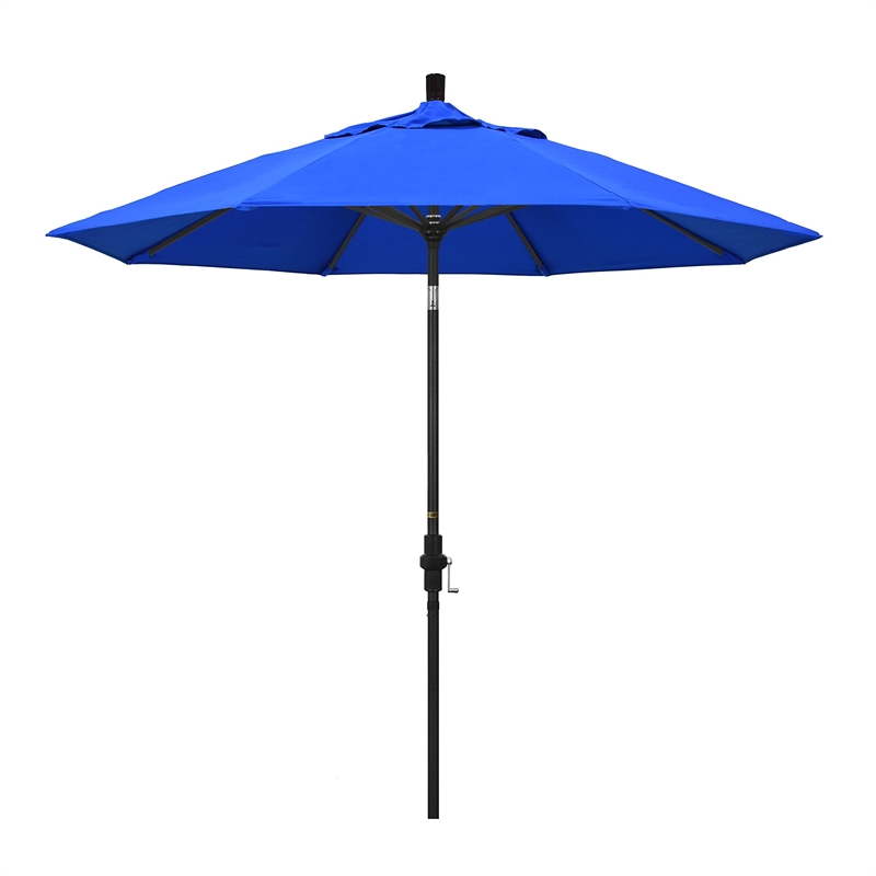 Pemberly Row 9' Black Patio Umbrella in Sun-brella 1A Pacific Blue