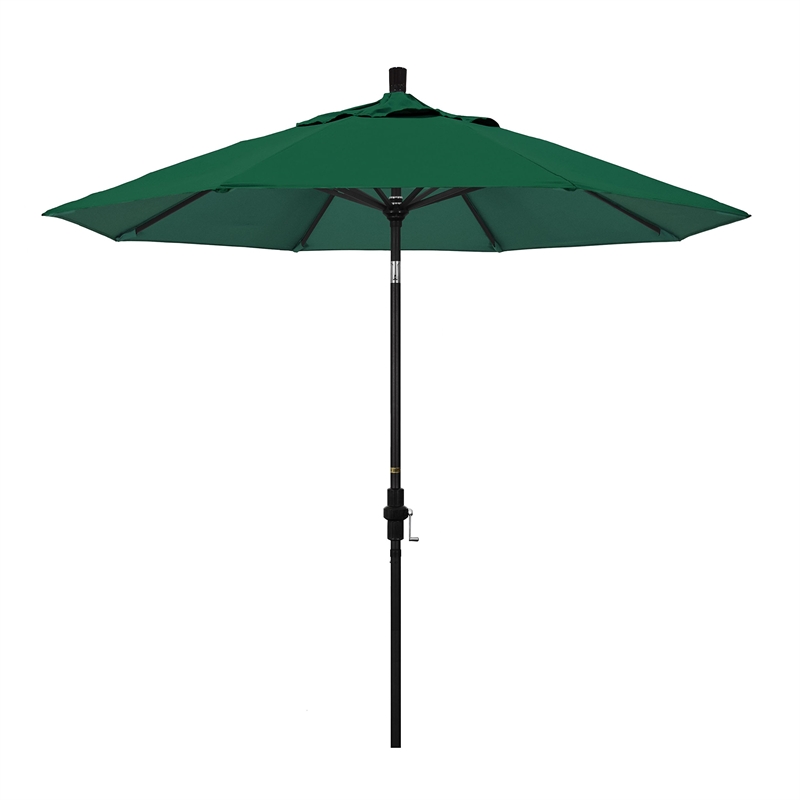 Pemberly Row 9' Black Patio Umbrella in Sun-brella 1A Forest Green