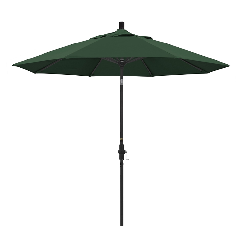 Pemberly Row 9' Black Patio Umbrella in Olefin Hunter Green